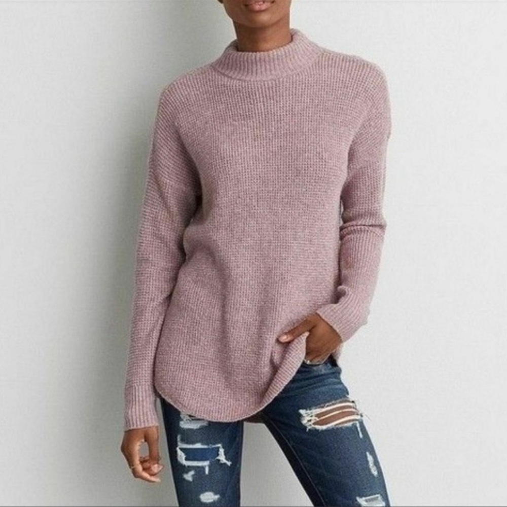 American eagle pink knit mock neck sweater